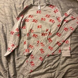 Gray and Red XO Pajama Set